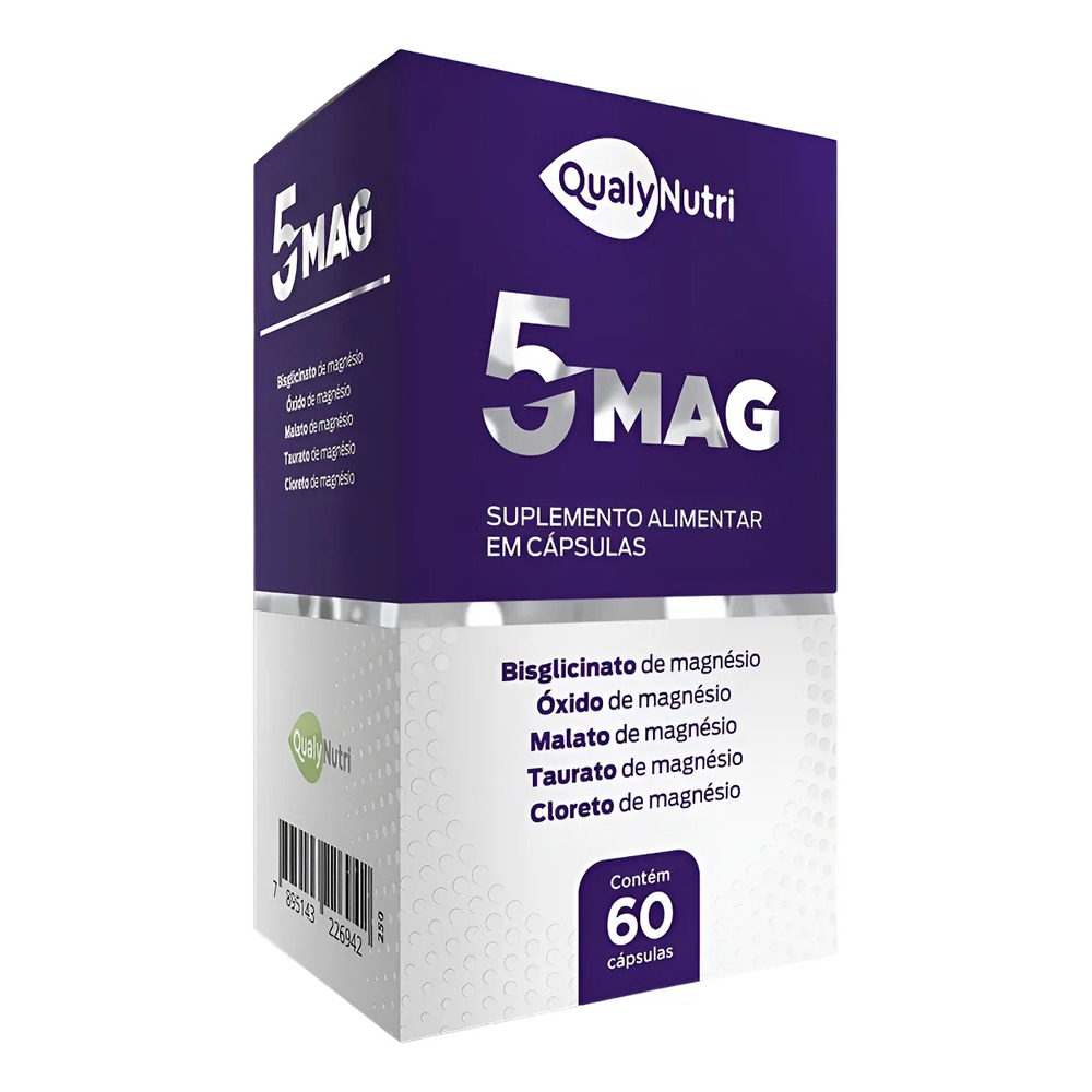 Magnésio 5mag Malato Bisglicinato Oxido Cloreto 60 Capsulas Qualynutri