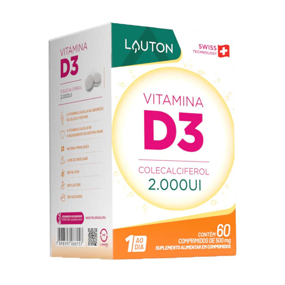 Vitamina D3 2.000UI - 60 Comprimidos | Lauton Nutrition