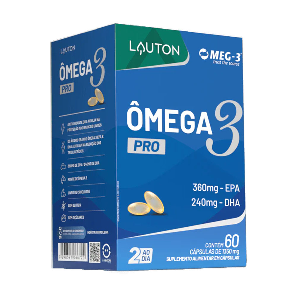 Ômega 3 PRO 360mg EPA 240mg DHA - 60 Capsulas | Lauton Nutrition