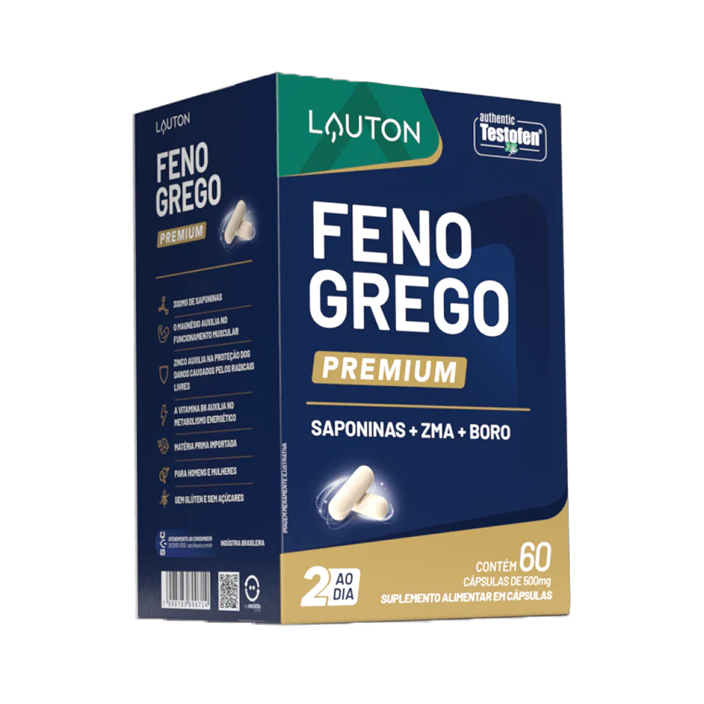 Feno Grego Premium Testofen® Saponinas + ZMA + Boro - 60 Cápsulas